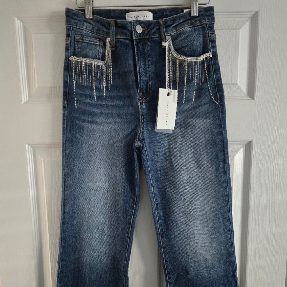 BNWT RISEN High Rise Crop Straight with Pocket Rhinestones ***Glam and Glitzy***